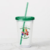 Deense Ierse vlaggen Shamrock - gepersonaliseerd Acryl Drinkbeker (Achterkant)