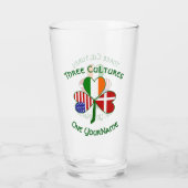Deense Ierse vlaggen Shamrock - gepersonaliseerd Glas (Achterkant)