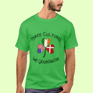 Deense Ierse Vlaggen Shamrock - gepersonaliseerd T-shirt
