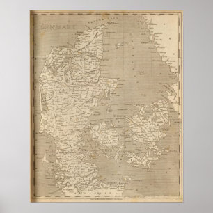 Deense kaart door Arrowsmith Poster