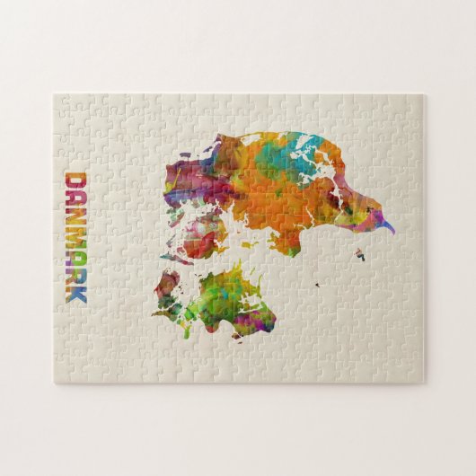Deense kaart met Waterverf Legpuzzel (Horizontaal)