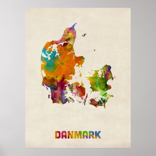 Deense kaart met Waterverf Poster (Voorkant)
