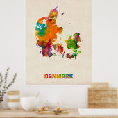 Deense kaart met Waterverf Poster (Keuken)