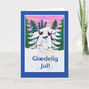 Deense kerst Kaart - Schaatspinguïns