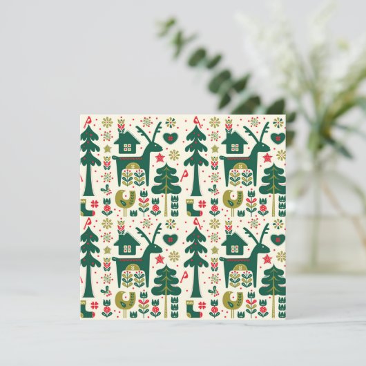 Deense kerstkerst feestdagenkaart (Staand voorkant)