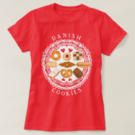 Deense koekjes t-shirt assortiment op doily rood