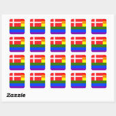 DEENSE LGBT RAINBOW FLAG DENEMARKEN PRIORITEIT VIERKANTE STICKER (Vel)
