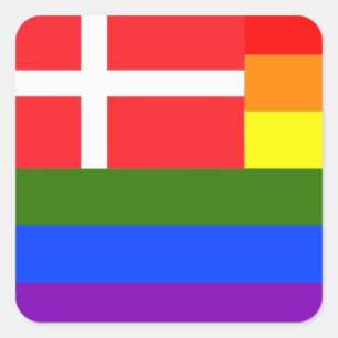 DEENSE LGBT RAINBOW FLAG DENEMARKEN PRIORITEIT VIERKANTE STICKER