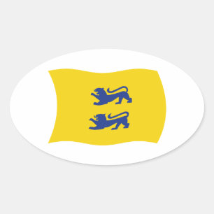 Deense Minderheid van Zuid-Sleeswijk Vlagsticker Ovale Sticker