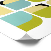 Deense Moderne Turquoise Gele Geometrische Vormen Poster (Hoek)