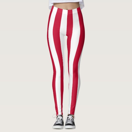 Deense nationale vlag Verticaal gestreept Leggings (Voorkant)