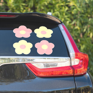 Deense pastel 4 geel roze schattige retro bloemen sticker