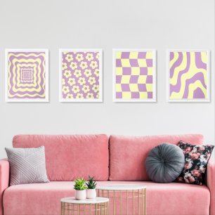 deense pastel Abstract geel Paarse Muurkunst Sets