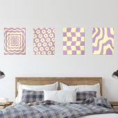 deense pastel Abstract geel Paarse Muurkunst Sets (Slaapkamer)