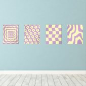 deense pastel Abstract geel Paarse Muurkunst Sets (Houten vloer)