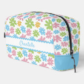 Deense pastel blauw blush roze groen bloemmotief toilettasje (Rechterhoek)