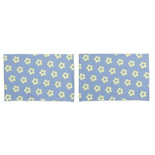 Deense pastel blauw geel schattig madeliefje patro kussensloop (Voorkant-Set)