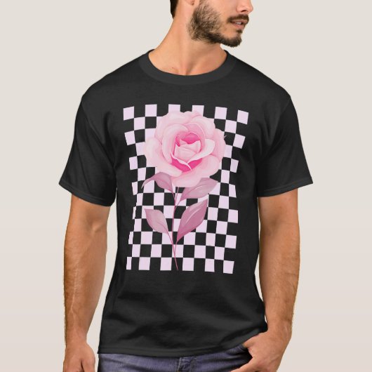 Deense pastel esthetische roze roos t-shirt (Voorkant)