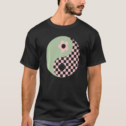 Deense pastel esthetische Ying Yang bloem Yin Yang T-shirt (Voorkant)