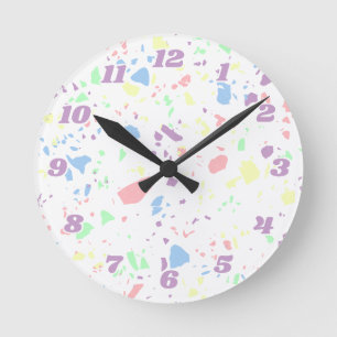Deense pastel regenboog wit terrazzo genummerd ronde klok