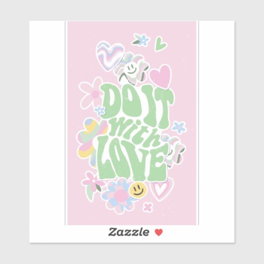 DEENSE PASTEL RETRO DOE HET MET LIEFDE STICKER (Vel)