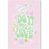 DEENSE PASTEL RETRO DOE HET MET LIEFDE STICKER (Voorkant)
