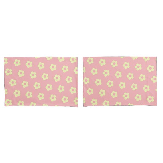 Deense pastel roze geel schattig madeliefje patroo kussensloop (Voorkant-Set)