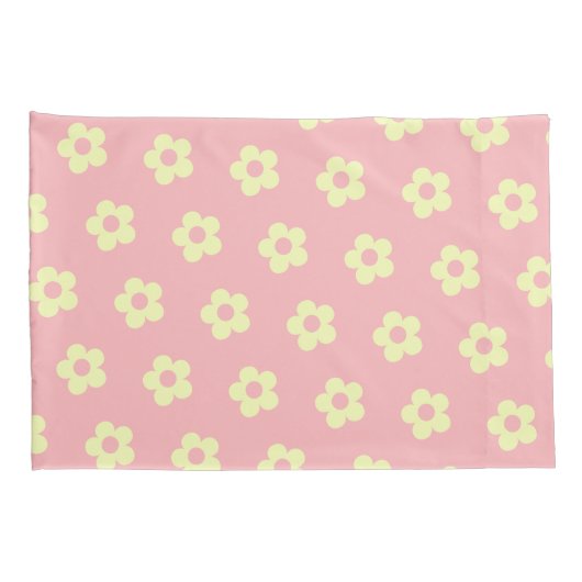 Deense pastel roze geel schattig madeliefje patroo kussensloop (Achterkant-Rechts)