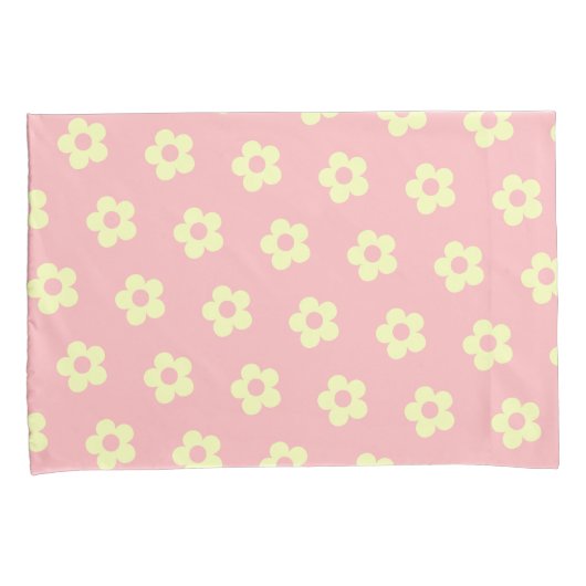 Deense pastel roze geel schattig madeliefje patroo kussensloop (Voorkant-Rechts)