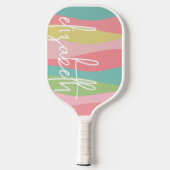 Deense Pastels Line Art Curves - enorme handtekeni Pickleball Paddle (Achterkant)