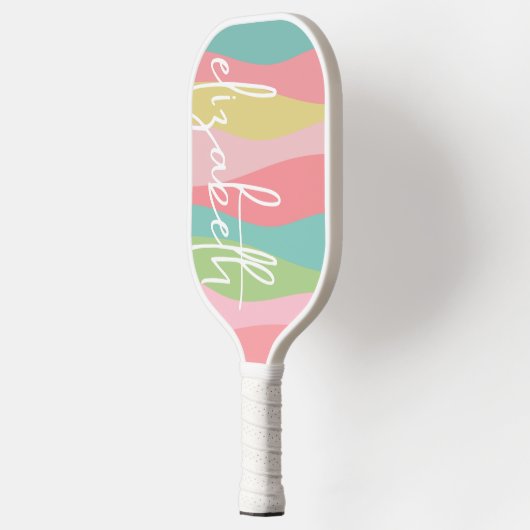 Deense Pastels Line Art Curves - enorme handtekeni Pickleball Paddle (Links)