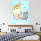 Deense politieke kaart canvas afdruk (Insitu (Slaapkamer))