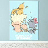 Deense politieke kaart canvas afdruk (Insitu (Houten vloer))