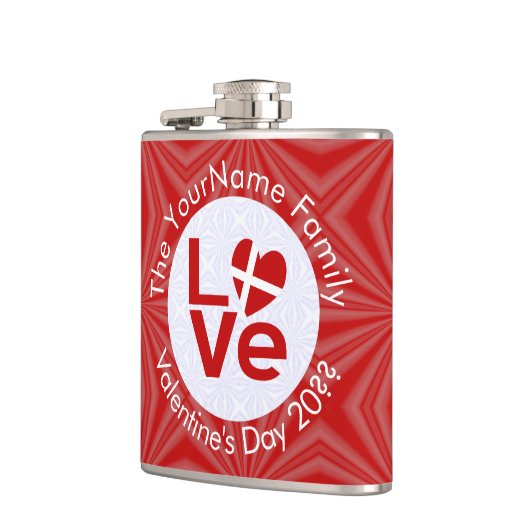 Deense rode Love Flag gepersonaliseerd Heupfles (Links)