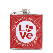 Deense rode Love Flag gepersonaliseerd Heupfles (Voorkant)