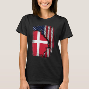 Deense ROOT Half Amerikaanse Vlag Patriottisch Den T-shirt