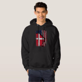Deense ROOTS halve Amerikaanse vlag Denemarken Hoodie (Voorkant volledig)