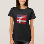 Deense rots halve Amerikaanse vlag Denemarken T-shirt (Voorkant)