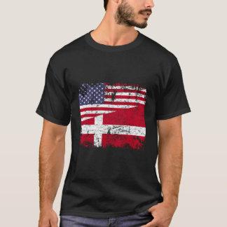 Deense rots halve Amerikaanse vlag Denemarken T-shirt