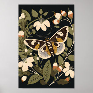 Deense Scandinavische vlindervaar Floral Boho Art Poster