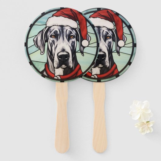Deense Staande Glas-in-lood Kerstmis Handwaaier (Voorkant en achterkant)