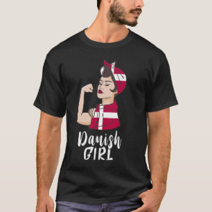 Deense sterke meisje Denemarken Pride Roots Dansk T-shirt