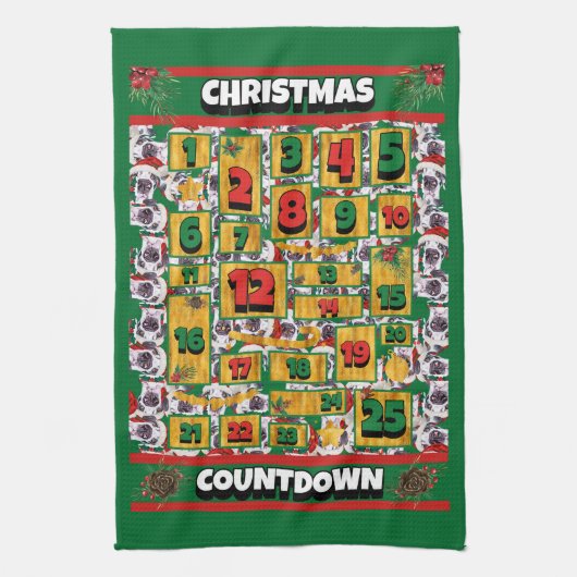 Deense Telling Kerstmis Adventkalender Hond Theedoek (Verticaal)
