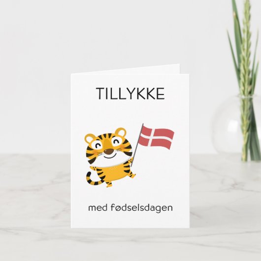Deense Verjaardag Kaart – Tillykke med fødselsdage (Voorkant)