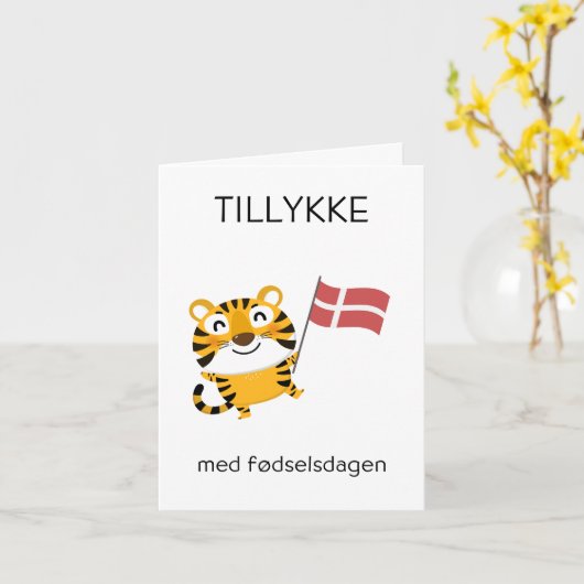Deense Verjaardag Kaart – Tillykke med fødselsdage (Gele Bloem)