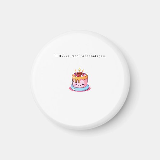 Deense verjaardagsmagneet, leuke cake verjaardag magneet (Voorkant)