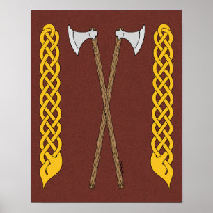 Deense/Viking bijlen gekruist met vlechtwerk Poster