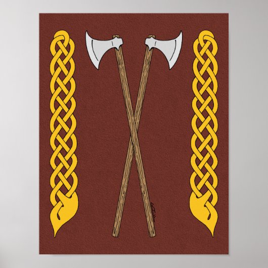 Deense/Viking bijlen gekruist met vlechtwerk Poster (Voorkant)