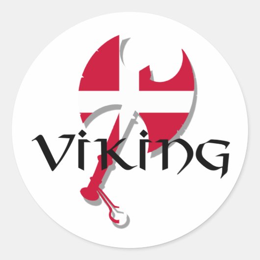 Deense Viking Deense vlag Ax Ronde Sticker (Voorkant)