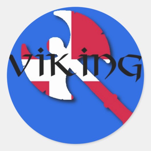 Deense vikingbijl ronde sticker (Voorkant)
